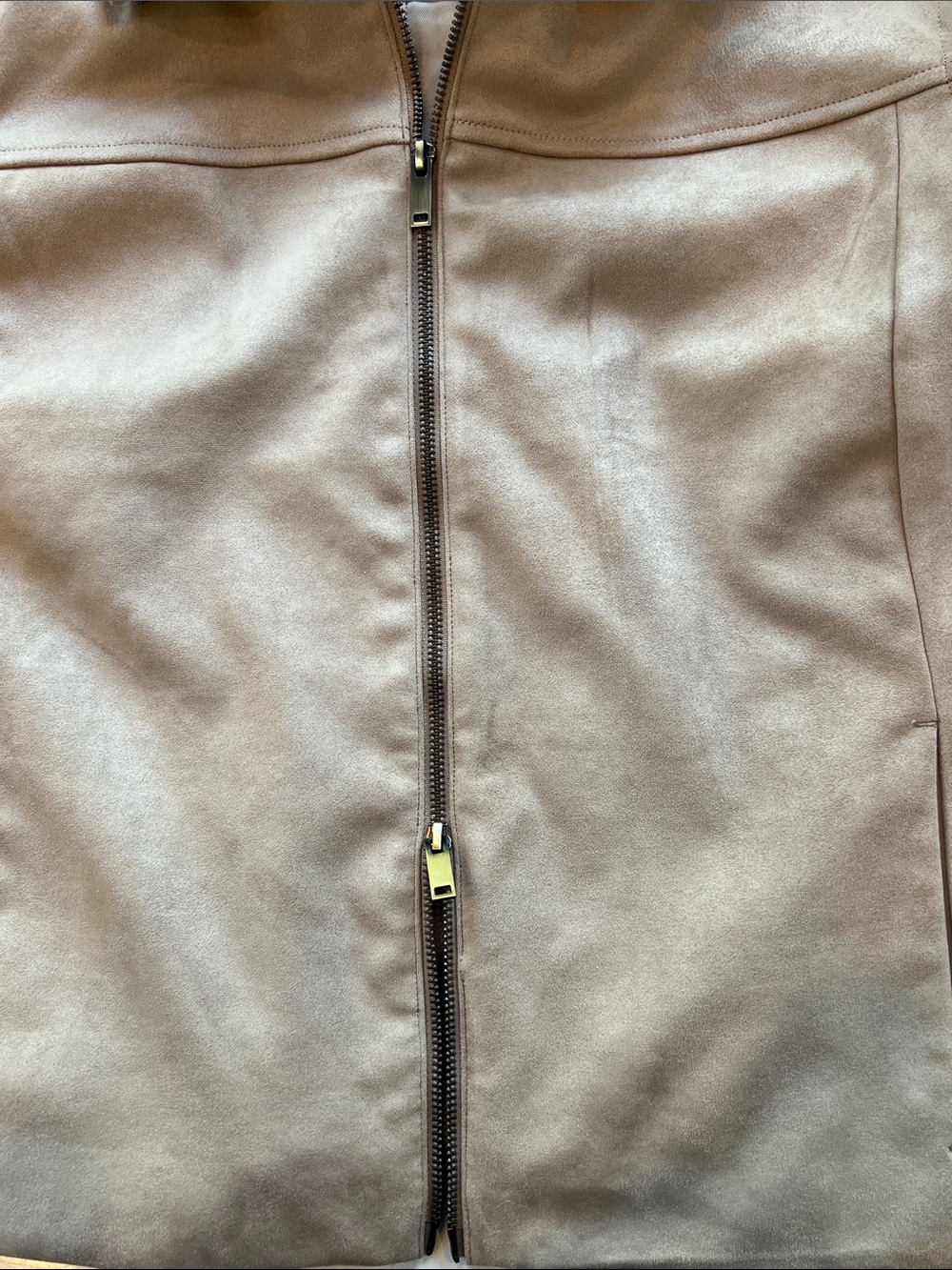 A & F Slim Zip Vegan Suede Tan Jacket Size XL - Picture 6 of 9